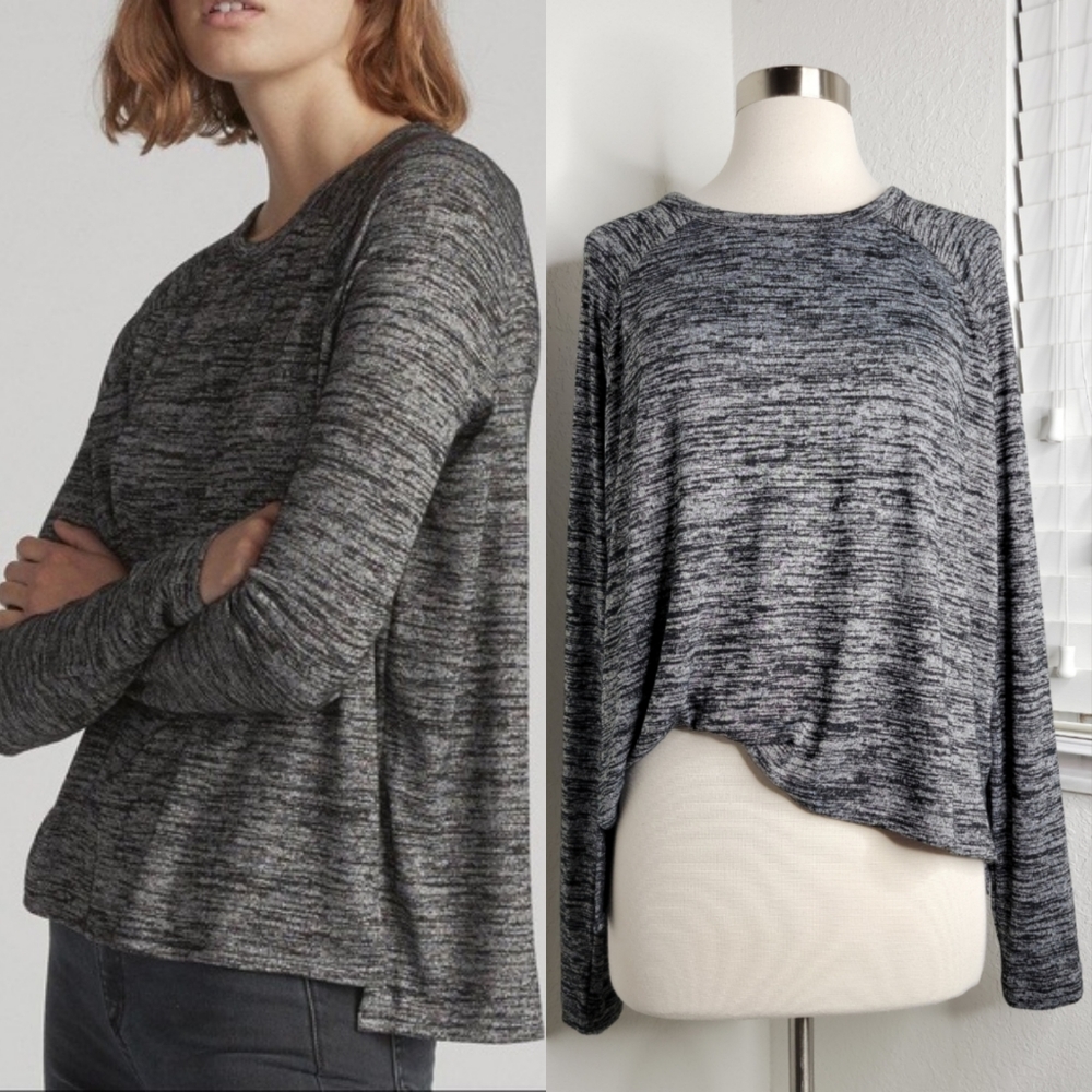 Rag & Bone Camden Heathered Charcoal Long Sleeve … - image 1